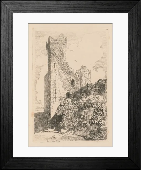 Framed Print : Liber Studiorum: Plate 32, Caernarvon Castle, N. Wales, 1838. Creator: John Sell Cotman (British Framed Print : Liber Studiorum: Plate 32, Caernarvon Castle, N. Wales, 1838. Creator: John Sell Cotman (British