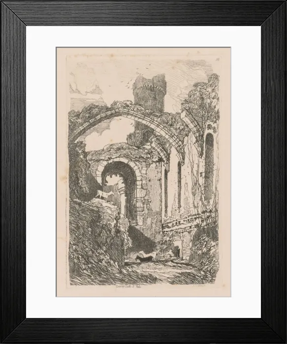 Framed Print : Liber Studiorum: Plate 33, Conway Castle, N. Wales, 1838. Creator: John Sell Cotman (British Framed Print : Liber Studiorum: Plate 33, Conway Castle, N. Wales, 1838. Creator: John Sell Cotman (British