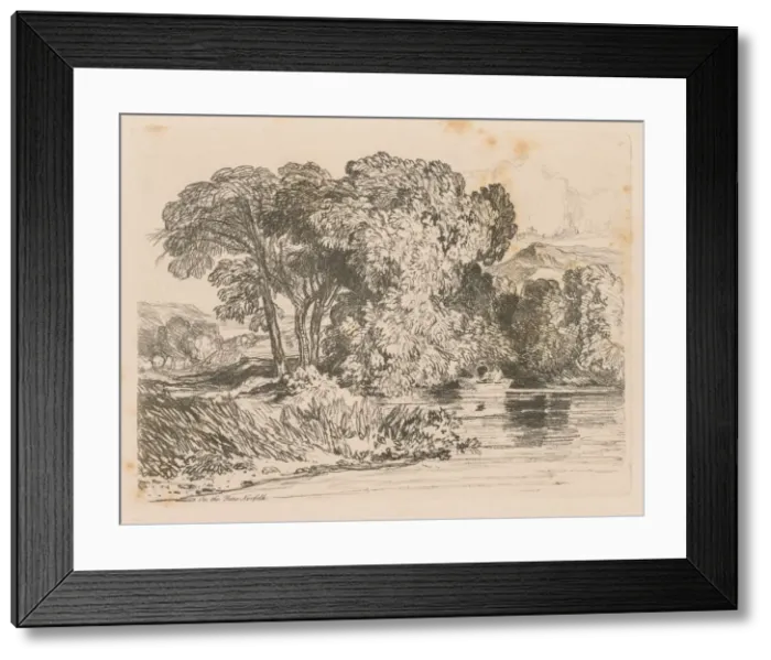 Framed Print : Liber Studiorum: Plate 4, View on the Yare, Norfolk, 1838. Creator: John Sell Cotman (British Framed Print : Liber Studiorum: Plate 4, View on the Yare, Norfolk, 1838. Creator: John Sell Cotman (British