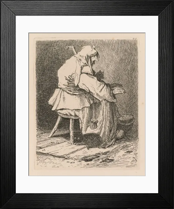 Framed Print : Liber Studiorum: Plate 44, Sketch after Rembrandt, 1838. Creator: John Sell Cotman (British Framed Print : Liber Studiorum: Plate 44, Sketch after Rembrandt, 1838. Creator: John Sell Cotman (British