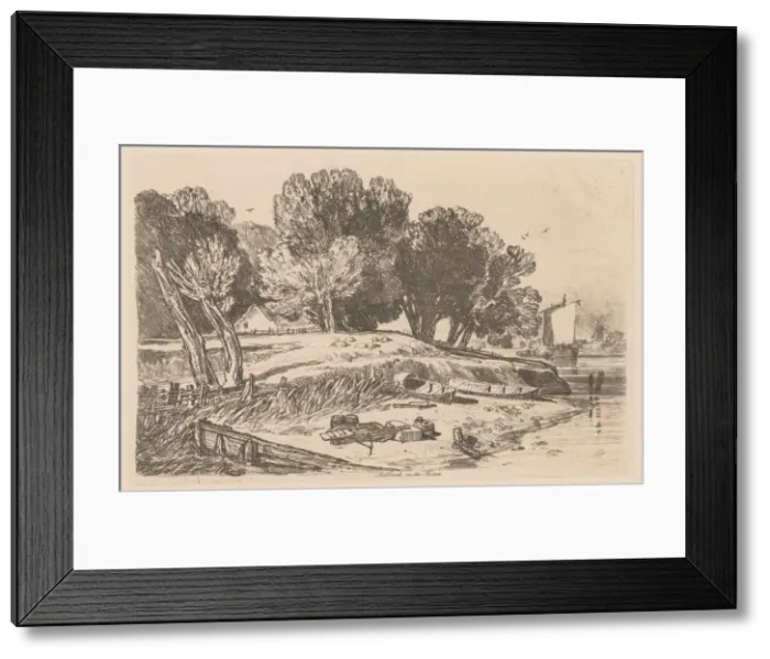 Framed Print : Liber Studiorum: Plate 8, Millbank on the Thames, 1838. Creator: John Sell Cotman (British Framed Print : Liber Studiorum: Plate 8, Millbank on the Thames, 1838. Creator: John Sell Cotman (British