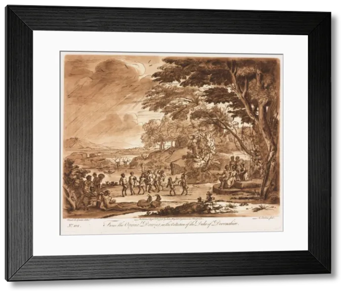 Framed Print : Liber Veritatis: No. 108, Landscape with Satyrs and Nymphs Dancing, 1775. Creator Framed Print : Liber Veritatis: No. 108, Landscape with Satyrs and Nymphs Dancing, 1775. Creator