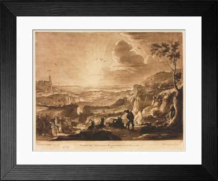 Framed Print : Liber Veritatis: No. 89, View of a Mountainous Extended Country, 1775. Creator: Richard Earlom Framed Print : Liber Veritatis: No. 89, View of a Mountainous Extended Country, 1775. Creator: Richard Earlom