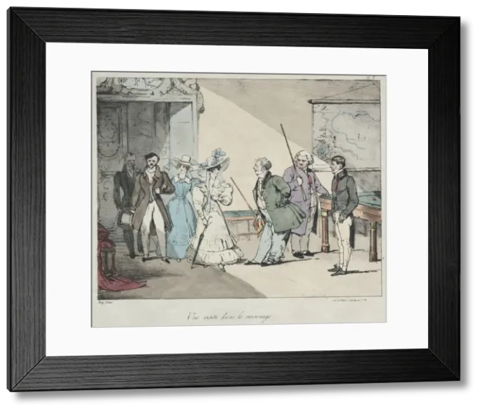 Framed Print : Life of the Chateau: A Visit in the Neighborhood, 1828. Creator: Eugene Louis Lami (French Framed Print : Life of the Chateau: A Visit in the Neighborhood, 1828. Creator: Eugene Louis Lami (French