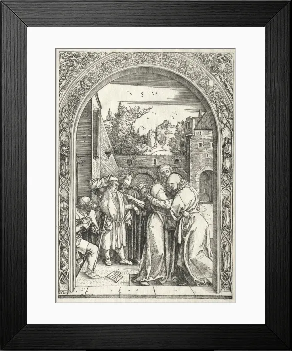 Framed Print : Life of the Virgin: Joachim and Anna Embracing under the Golden Gate, 1504-1505. Creator Framed Print : Life of the Virgin: Joachim and Anna Embracing under the Golden Gate, 1504-1505. Creator