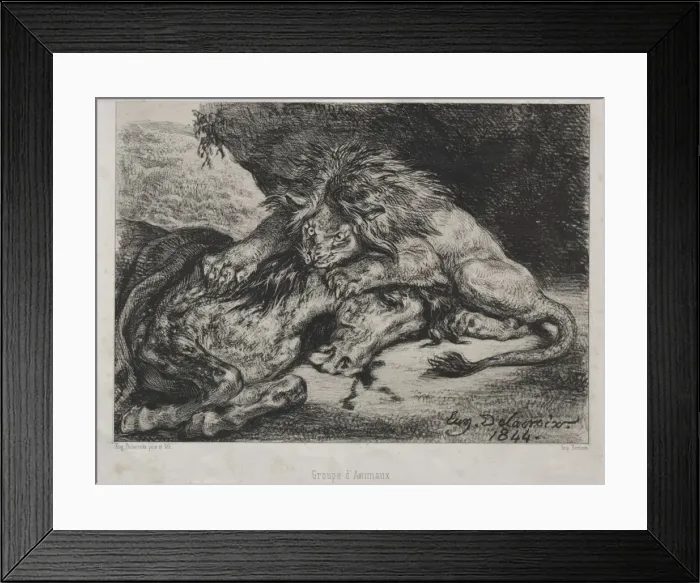 Framed Print : Lion Devouring a Horse, 1844. Creator: Eugene Delacroix (French, 1798-1863); Bertauts Framed Print : Lion Devouring a Horse, 1844. Creator: Eugene Delacroix (French, 1798-1863); Bertauts