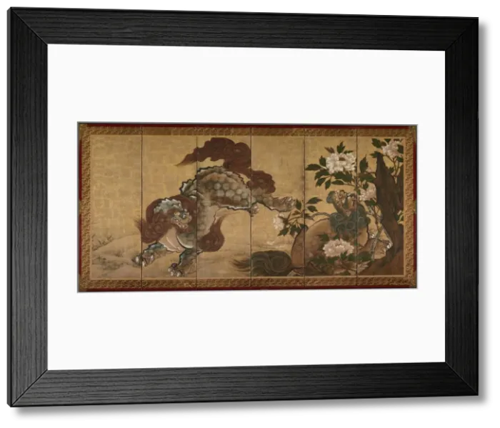 Framed Print : Lions, 1668. Creator: Sekkei Yamaguchi (Japanese, 1644-1732) Framed Print : Lions, 1668. Creator: Sekkei Yamaguchi (Japanese, 1644-1732)