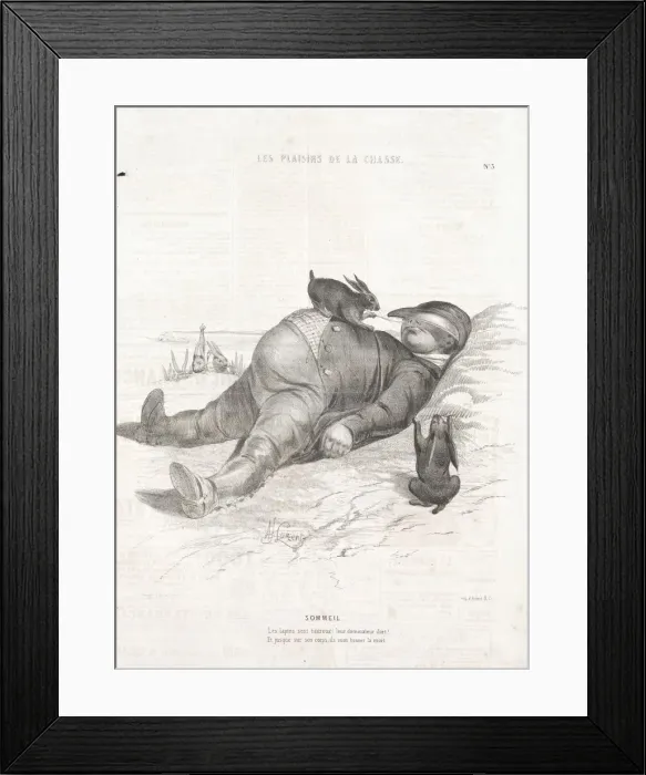 Framed Print : Les Plaisirs de la chasse: Sommeil, 1842. Creator: Alade Joseph Lorentz (French, 1813-after 1858) Framed Print : Les Plaisirs de la chasse: Sommeil, 1842. Creator: Alade Joseph Lorentz (French, 1813-after 1858)