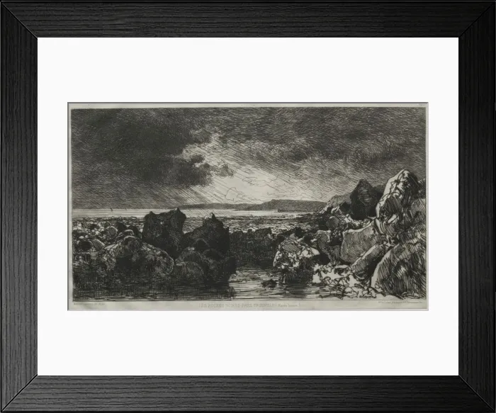 Framed Print : Les roches noires pres Trouville. Creator: Maxime Lalanne (French, 1827-1886) Framed Print : Les roches noires pres Trouville. Creator: Maxime Lalanne (French, 1827-1886)