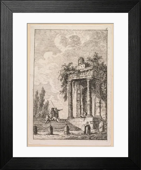 Framed Print : Les Soirees de Rome: LEscalier aux quatre bornes, 1763. Creator: Hubert Robert (French Framed Print : Les Soirees de Rome: LEscalier aux quatre bornes, 1763. Creator: Hubert Robert (French