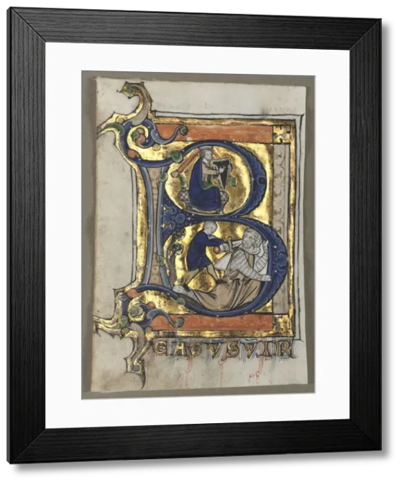 Framed Print : Leaf Excised from a Psalter: Initial B with King David, c. 1260. Creator: Unknown Framed Print : Leaf Excised from a Psalter: Initial B with King David, c. 1260. Creator: Unknown
