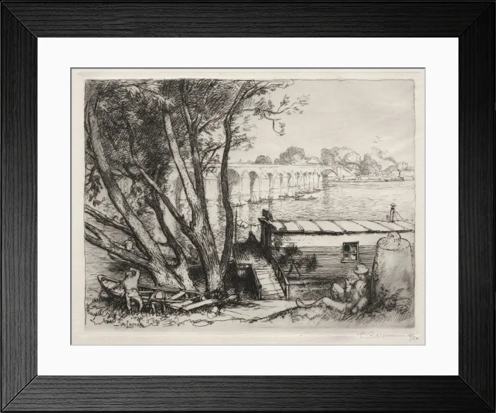 Framed Print : Le Pont de Poissy, 1917. Creator: Auguste Louis Lepere (French, 1849-1918) Framed Print : Le Pont de Poissy, 1917. Creator: Auguste Louis Lepere (French, 1849-1918)