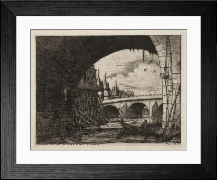 Framed Print : Larch du Pont Notre Dame, Paris, 1853. Creator: Charles Meryon (French, 1821-1868) Framed Print : Larch du Pont Notre Dame, Paris, 1853. Creator: Charles Meryon (French, 1821-1868)