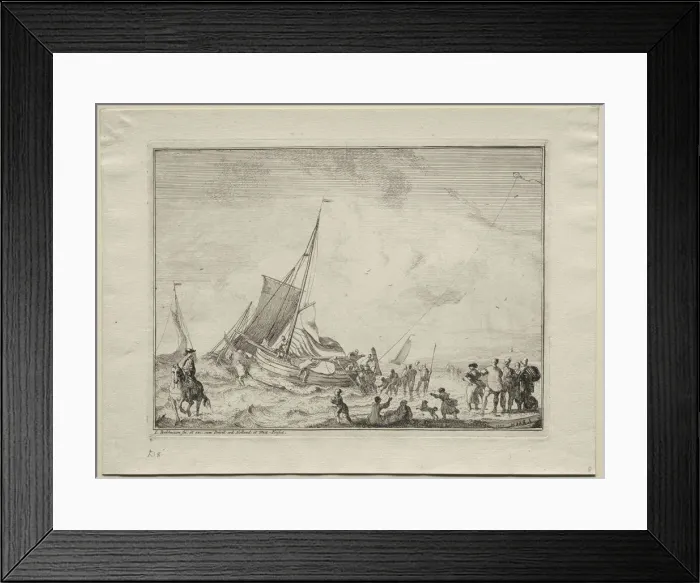 Framed Print : Launching a Ship, 1701. Creator: Ludolf Backhuysen (Dutch, 1631-1708); Ludolf Backhuysen (Dutch Framed Print : Launching a Ship, 1701. Creator: Ludolf Backhuysen (Dutch, 1631-1708); Ludolf Backhuysen (Dutch