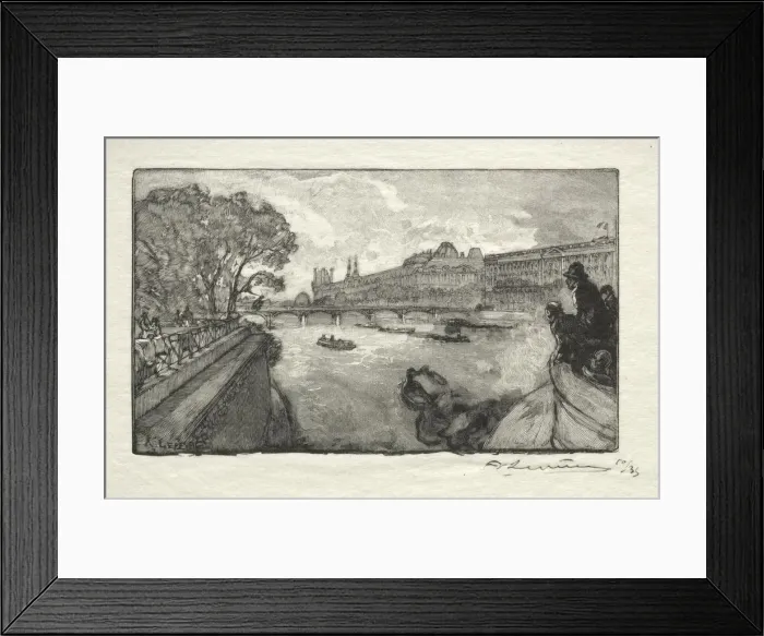 Framed Print : Le Louvre, vu du Pont Neuf, 1890. Creator: Auguste Louis Lepere (French, 1849-1918) Framed Print : Le Louvre, vu du Pont Neuf, 1890. Creator: Auguste Louis Lepere (French, 1849-1918)