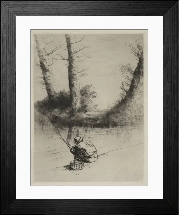 Framed Print : Le Pecheur a la Ligne. Creator: Alphonse Legros (French, 1837-1911) Framed Print : Le Pecheur a la Ligne. Creator: Alphonse Legros (French, 1837-1911)