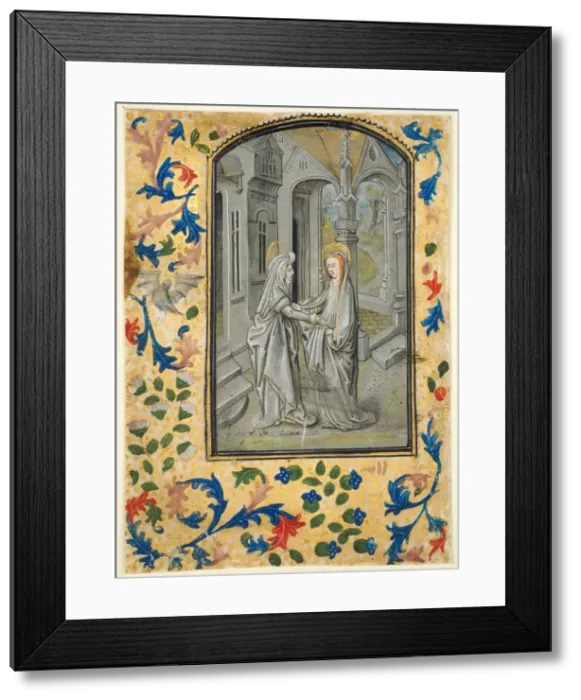 Framed Print : Leaf from a Book of Hours: Annunciation to the Shepherds, c Framed Print : Leaf from a Book of Hours: Annunciation to the Shepherds, c