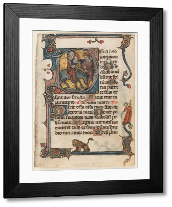 Framed Print : Leaf from a Book of Hours: Initial D: Flight into Egypt (2 of 2 Excised Leaves), early 1300s Framed Print : Leaf from a Book of Hours: Initial D: Flight into Egypt (2 of 2 Excised Leaves), early 1300s
