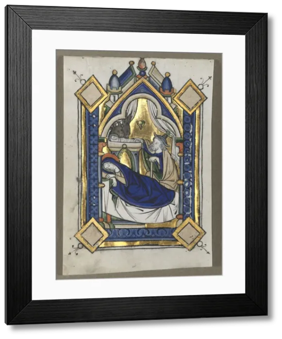 Framed Print : Leaf Excised from a Psalter: The Nativity, c. 1260. Creator: Unknown Framed Print : Leaf Excised from a Psalter: The Nativity, c. 1260. Creator: Unknown