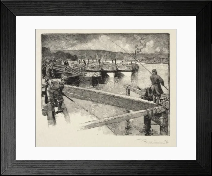Framed Print : Le garage des bateaux-omnibus. Creator: Auguste Louis Lepere (French, 1849-1918) Framed Print : Le garage des bateaux-omnibus. Creator: Auguste Louis Lepere (French, 1849-1918)