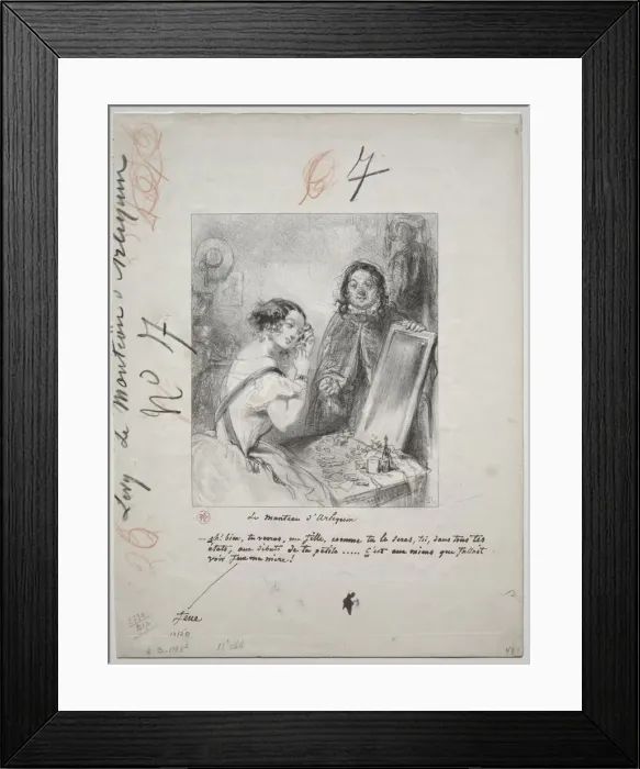 Framed Print : Le Manteau dArlequin: Eh bien ! Tu verra, ma fille... 1852. Creator: Paul Gavarni (French Framed Print : Le Manteau dArlequin: Eh bien ! Tu verra, ma fille... 1852. Creator: Paul Gavarni (French