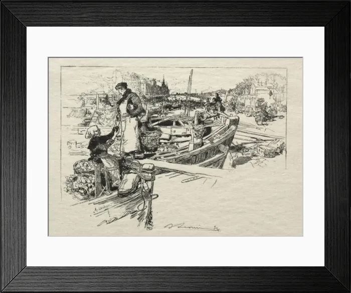Framed Print : Le Marche aux Pommes, No. 1. Creator: Auguste Louis Lepere (French, 1849-1918) Framed Print : Le Marche aux Pommes, No. 1. Creator: Auguste Louis Lepere (French, 1849-1918)