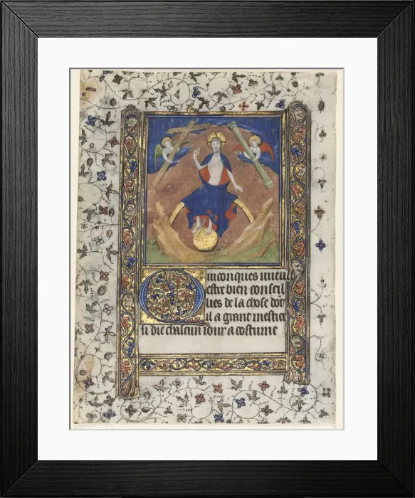 Framed Print : Leaf from a Book of Hours: Christ in Judgment, c. 1415. Creator: Boucicaut Master (French Framed Print : Leaf from a Book of Hours: Christ in Judgment, c. 1415. Creator: Boucicaut Master (French