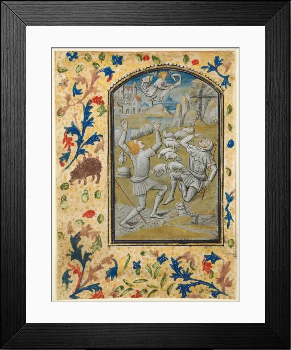 Framed Print : Leaf from a Book of Hours: Coronation of the Virgin, c. 1470-1480. Creator: Guillaume Vrelant Framed Print : Leaf from a Book of Hours: Coronation of the Virgin, c. 1470-1480. Creator: Guillaume Vrelant