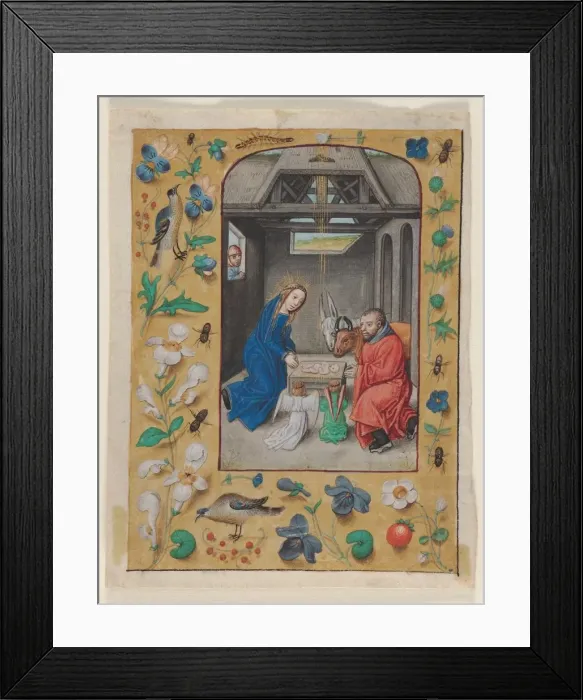 Framed Print : Leaf Excised from a Book of Hours: The Nativity, c Framed Print : Leaf Excised from a Book of Hours: The Nativity, c