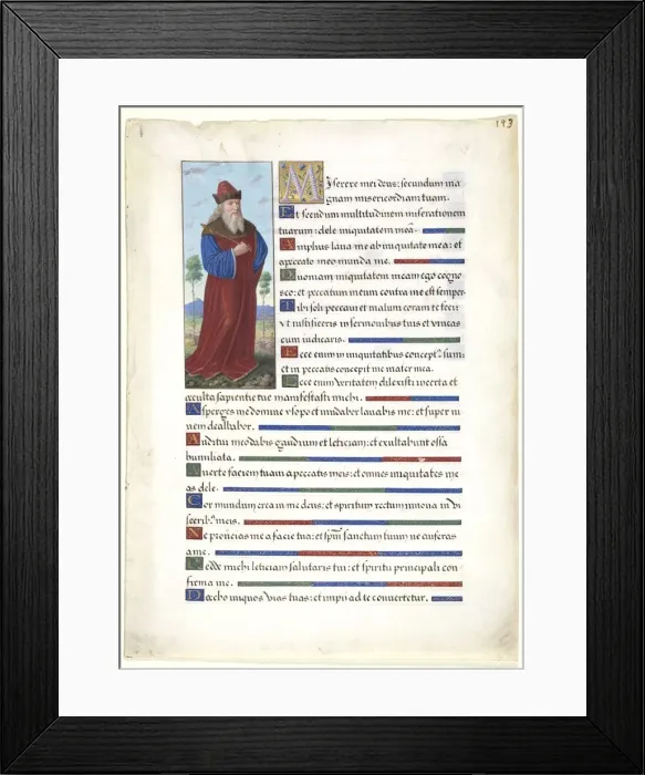 Framed Print : Leaf from a Book of Hours: King David, c. 1500. Creator: Jean Bourdichon (French, c Framed Print : Leaf from a Book of Hours: King David, c. 1500. Creator: Jean Bourdichon (French, c
