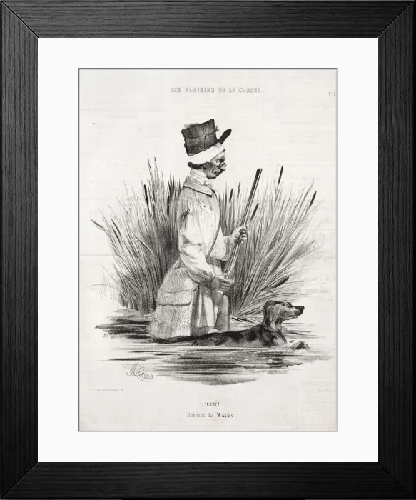 Framed Print : Les Plaisirs de la chasse: LArret, 1842. Creator: Alade Joseph Lorentz (French Framed Print : Les Plaisirs de la chasse: LArret, 1842. Creator: Alade Joseph Lorentz (French