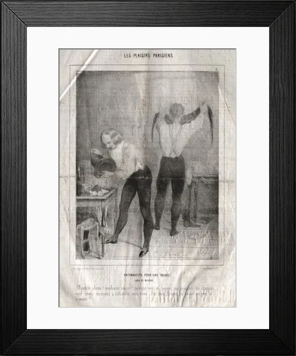 Framed Print : Les Plaisirs Parisiens: Preparatifs pour une soiree. Luxe et misere. Maudite plume Framed Print : Les Plaisirs Parisiens: Preparatifs pour une soiree. Luxe et misere. Maudite plume