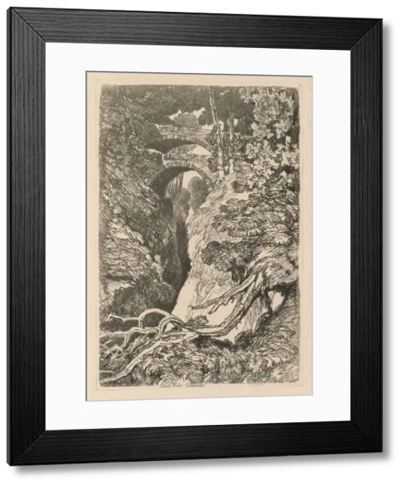 Framed Print : Liber Studiorum: Plate 10, The Devils Bridge, Cardinganshire, 1838. Creator: John Sell Cotman Framed Print : Liber Studiorum: Plate 10, The Devils Bridge, Cardinganshire, 1838. Creator: John Sell Cotman