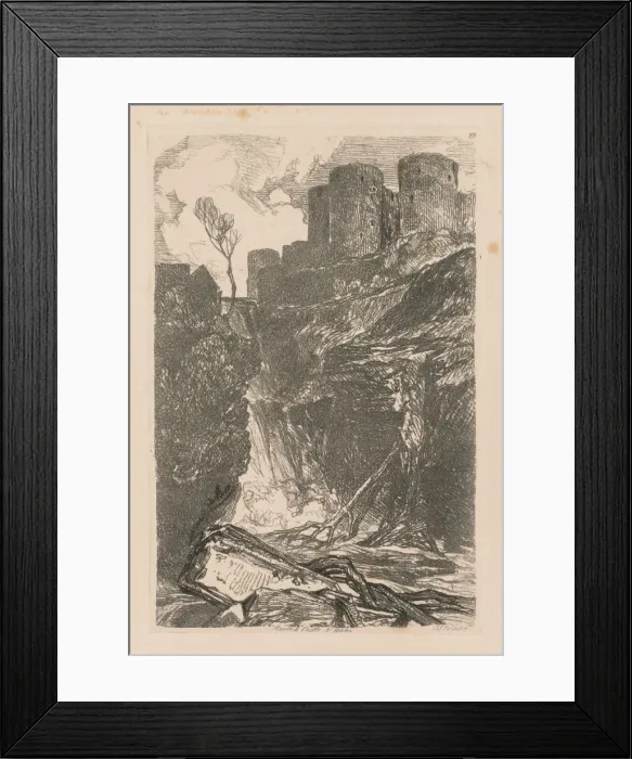 Framed Print : Liber Studiorum: Plate 29, Harlech Castle, N. Wales, 1838. Creator: John Sell Cotman (British Framed Print : Liber Studiorum: Plate 29, Harlech Castle, N. Wales, 1838. Creator: John Sell Cotman (British