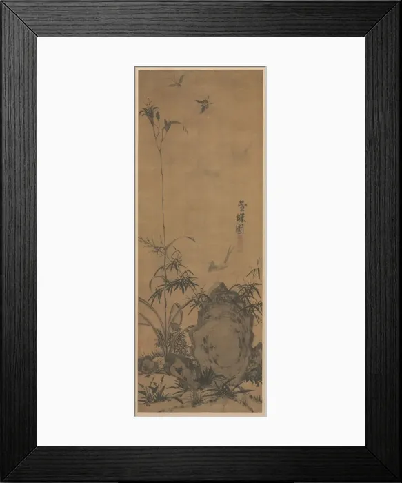 Framed Print : Lily and Butterflies, 1300s. Creator: Liu Shanshou (Chinese, active 1300s) Framed Print : Lily and Butterflies, 1300s. Creator: Liu Shanshou (Chinese, active 1300s)