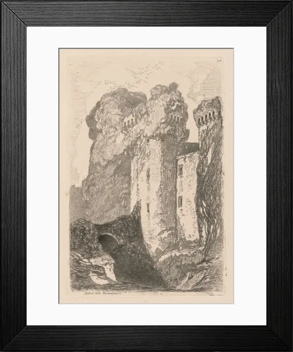 Framed Print : Liber Studiorum: Plate 24, Ragland Castle, Monmouthshire, 1838. Creator: John Sell Cotman (British Framed Print : Liber Studiorum: Plate 24, Ragland Castle, Monmouthshire, 1838. Creator: John Sell Cotman (British
