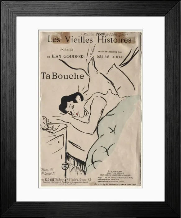 Framed Print : Les Vieilles histoires: Ta Bouche, 1893. Creator: Henri de Toulouse-Lautrec (French, 1864-1901) Framed Print : Les Vieilles histoires: Ta Bouche, 1893. Creator: Henri de Toulouse-Lautrec (French, 1864-1901)
