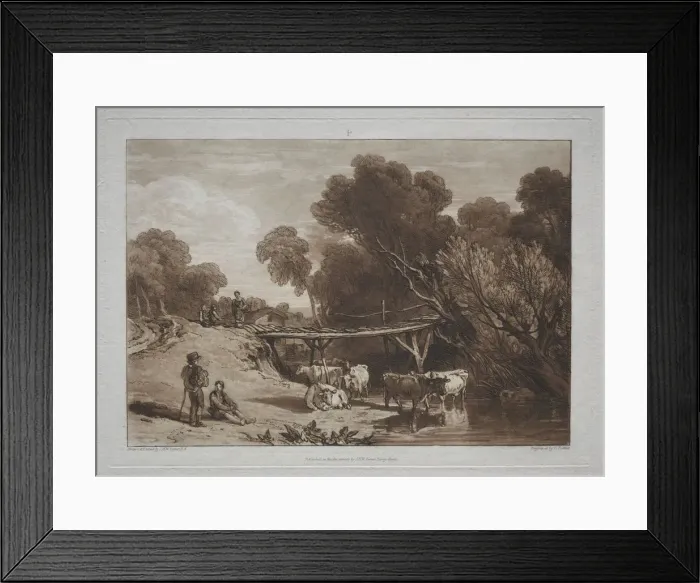 Framed Print : Liber Studiorum: The Bridge and Cows. Creator: Joseph Mallord William Turner (British, 1775-1851) Framed Print : Liber Studiorum: The Bridge and Cows. Creator: Joseph Mallord William Turner (British, 1775-1851)