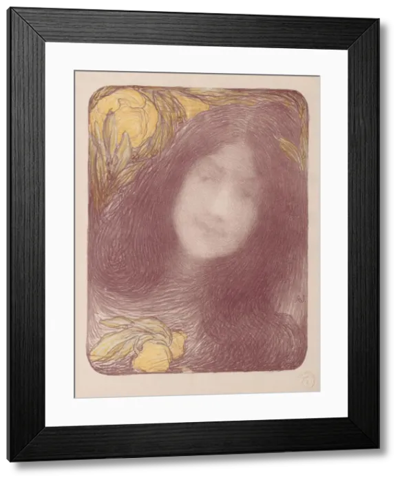 Framed Print : LEstampe moderne: Under the Flowers, c. 1893. Creator: Edmond Francois Aman-Jean (French Framed Print : LEstampe moderne: Under the Flowers, c. 1893. Creator: Edmond Francois Aman-Jean (French