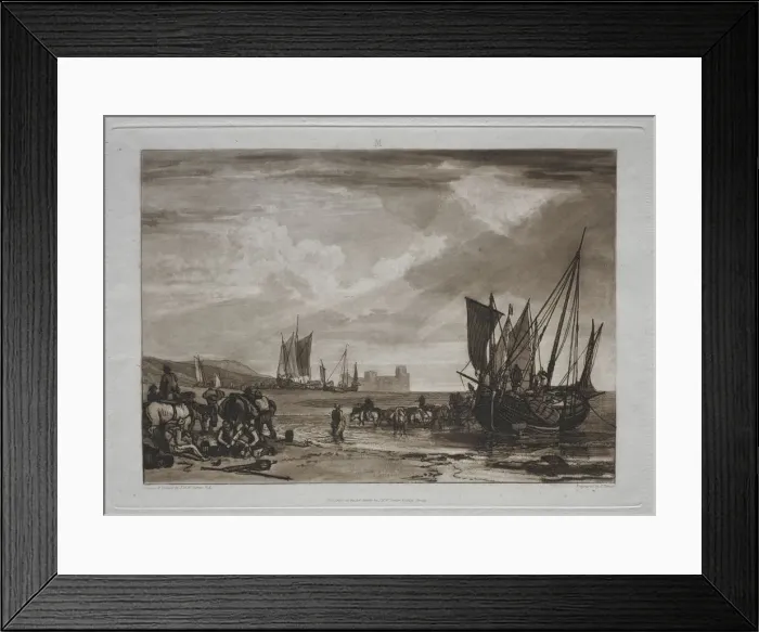 Framed Print : Liber Studiorum: Vessels Unloading. Creator: Joseph Mallord William Turner (British, 1775-1851) Framed Print : Liber Studiorum: Vessels Unloading. Creator: Joseph Mallord William Turner (British, 1775-1851)