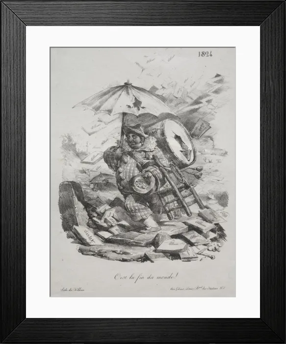 Framed Print : Lithographic Sketches: It is the End of the World! (frontispiece), 1824 Framed Print : Lithographic Sketches: It is the End of the World! (frontispiece), 1824