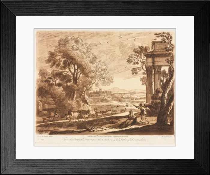Framed Print : Liber Veritatis: No. 133, A Landscape, with Cattle, and the Angel Comforting Hagar, 1776 Framed Print : Liber Veritatis: No. 133, A Landscape, with Cattle, and the Angel Comforting Hagar, 1776