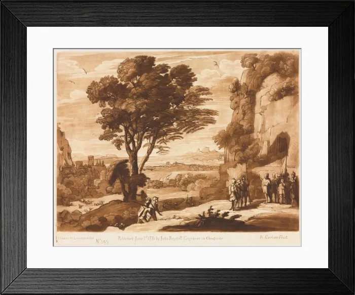 Framed Print : Liber Veritatis: No. 145, A Landscape, with Figures, Simon brought before Priam, 1776 Framed Print : Liber Veritatis: No. 145, A Landscape, with Figures, Simon brought before Priam, 1776