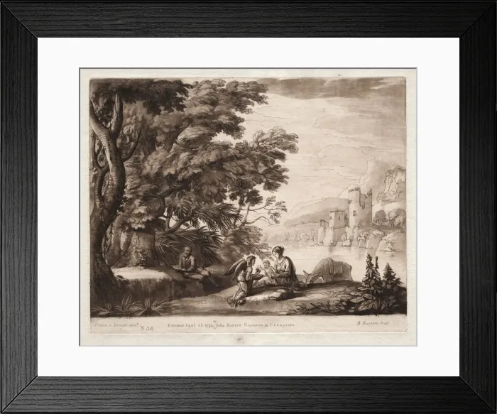 Framed Print : Liber Veritatis: No. 38, The Repose of the Holy Family along a River, 1774. Creator Framed Print : Liber Veritatis: No. 38, The Repose of the Holy Family along a River, 1774. Creator