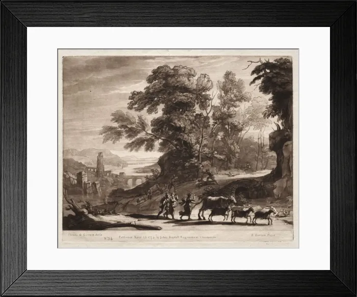 Framed Print : Liber Veritatis: No. 34, Peasants with Cattle attacked by Bandits, 1774. Creator: Richard Earlom Framed Print : Liber Veritatis: No. 34, Peasants with Cattle attacked by Bandits, 1774. Creator: Richard Earlom