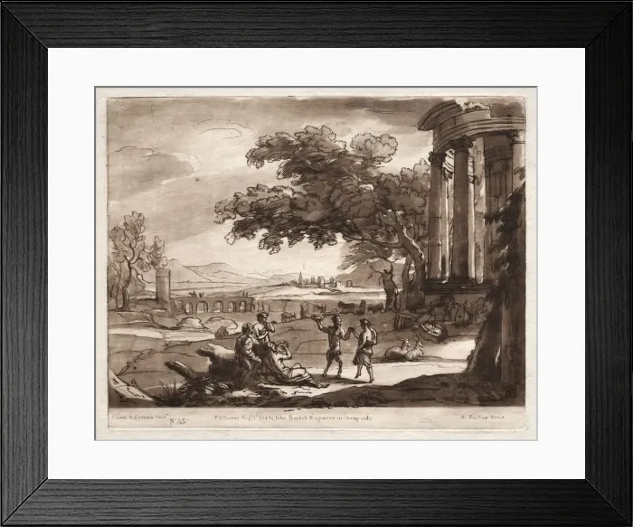 Framed Print : Liber Veritatis: No. 55, A Landscape with a Temple and a Nymph and Satyr Dancing, 1774 Framed Print : Liber Veritatis: No. 55, A Landscape with a Temple and a Nymph and Satyr Dancing, 1774