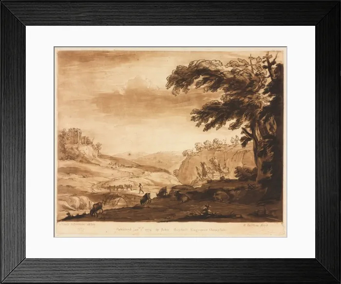 Framed Print : Liber Veritatis: No. 7, An Island Scene of a Mountainous Country with Cattle, 1774 Framed Print : Liber Veritatis: No. 7, An Island Scene of a Mountainous Country with Cattle, 1774