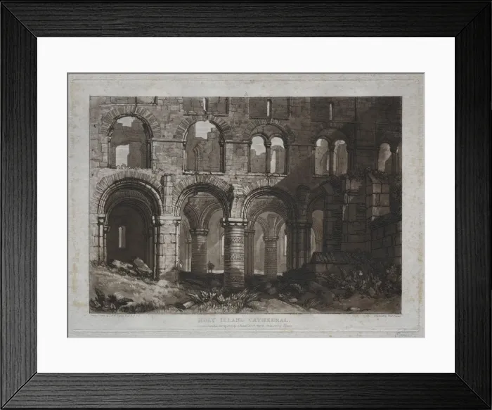 Framed Print : Liber Studiorum: Holy Island Cathedral. Creator: Joseph Mallord William Turner (British