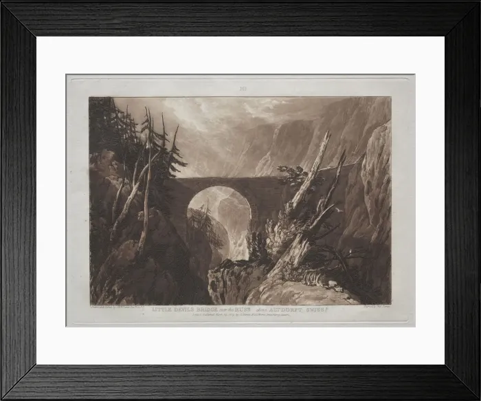 Framed Print : Liber Studiorum: Little Devils Bridge over the Russ, above Altdorft, Swiss. Creator Framed Print : Liber Studiorum: Little Devils Bridge over the Russ, above Altdorft, Swiss. Creator