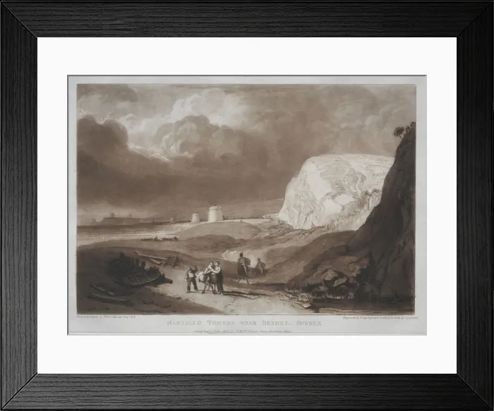 Framed Print : Liber Studiorum: Martello Towers, near Bexhill, Sussex. Creator: Joseph Mallord William Turner Framed Print : Liber Studiorum: Martello Towers, near Bexhill, Sussex. Creator: Joseph Mallord William Turner